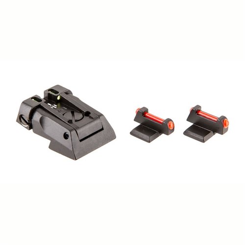 Mejora tu puntería con el juego de miras ajustables Fusion Firearms, ideal para combate y tiro, con ajuste preciso de POI y fácil instalación.