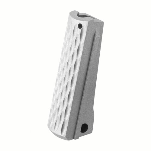 Mejora tu 1911 con la Mainspring Housing Chainlink Gray Matte Stainless de Fusion Firearms, fabricada en CNC, resistente y compatible con la mayoría de pistolas.