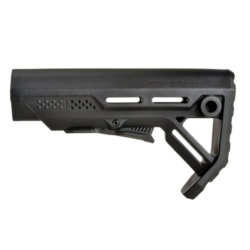 El MOD1 Stock de Strike Industries es ligero, compacto y fácil de instalar, con puntos de montaje QD y una longitud de tiro ajustable de 9.25" a 12".