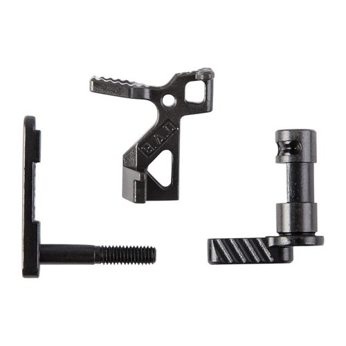 Mejora el control de tu AR-15 con el kit de piezas mejoradas de Battle Arms: selector de seguridad, retén de cargador y retén de cerrojo, fáciles de instalar.