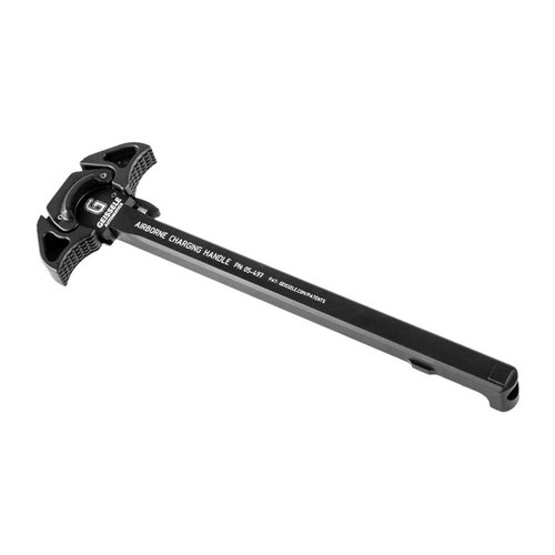 El Airborne Charging Handle de Geissele ofrece un diseño bajo que evita enganches, operación ambidiestra y un agarre seguro, ideal para ópticas bajas.