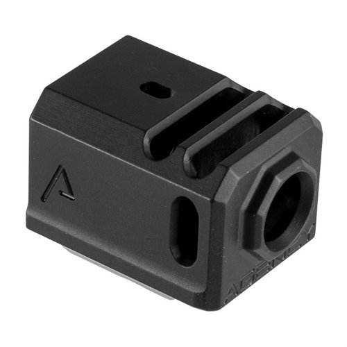 Mejora el control y la velocidad de tus disparos con el compensador Agency Arms 417, diseñado para Glock Gen 3 y 4, fabricado en aluminio 7075.