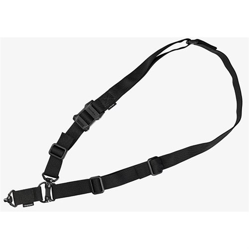 La sling Magpul MS4 QDM es versátil, se adapta a un punto o dos puntos, con ajuste rápido y material resistente, ideal para cualquier situación.