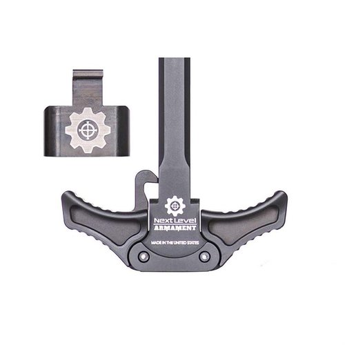 Mejora tu SIG Sauer MPX con el NLA Charging Handle: operación ambidiestra, mayor superficie para un manejo más fácil y una placa de resorte de acero.