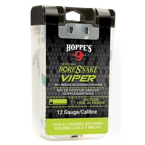 El Shotgun Viper Bore Snake limpia, desengrasa y lubrica en un solo paso, con 50% más superficie de limpieza y guía de nylon para proteger el estriado.