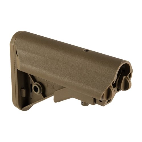 El AR-15 SOPMOD Stock mejora el cheekweld, ofrece almacenamiento impermeable para baterías y cuenta con un diseño que evita enganches para una operación sigilosa.