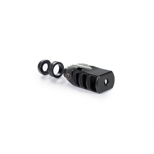 El compensador Ultradyne AR .308 Pegasus reduce el retroceso de forma suave, con puertos de 90 grados para disparos precisos y un acabado de acero inoxidable duradero.