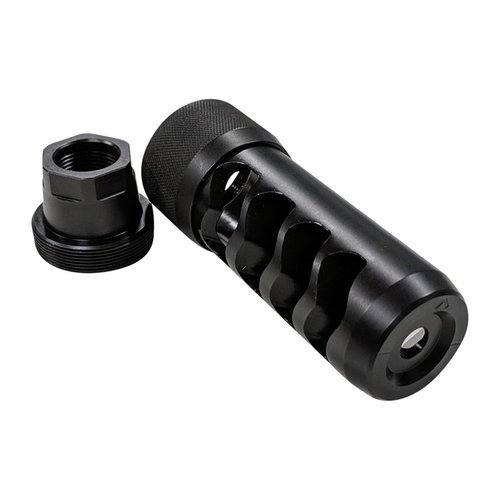 Controla el retroceso de tus armas magnum con el Sidewinder Magnum Muzzle Brake, fácil de instalar y sin necesidad de alineación complicada.
