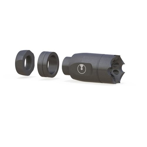 El compensador lineal Ultradyne Athena reduce el sonido y mejora la apariencia, compatible con miras frontales montadas en el cañón, ideal para calibre .22.