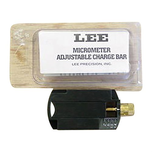 La Lee Adjustable Charge Bar te permite ajustar la carga de .28 cc a 1.6 cc, ideal para medir pólvora en tus recargas con precisión.