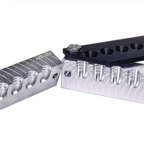 Moldes de aluminio de 6 cavidades para balas de rifle .22, resistentes y duraderos, ideales para crear proyectiles de 55gr con punta plana. ¡Perfectos para tus necesidades de recarga!
