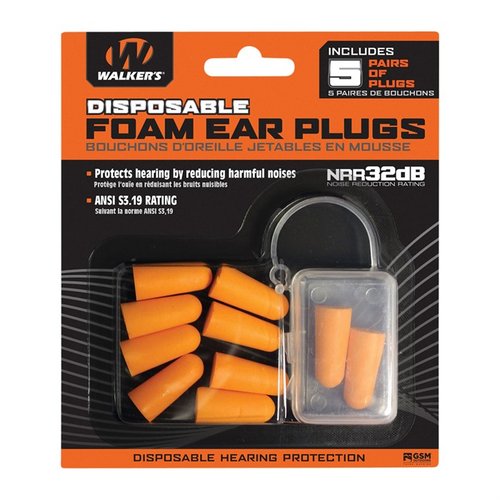 Los tapones de espuma Walkers son cómodos, se mantienen conectados con un collarín y ofrecen una reducción de ruido de 25 decibelios, ideales para el campo de tiro.