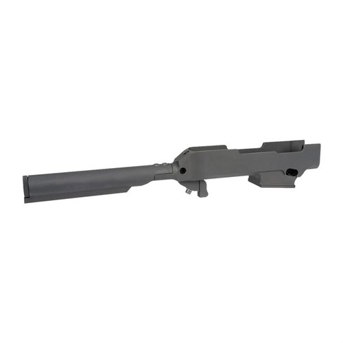 Mejora la durabilidad de tu Ruger PC Carbine con este chasis fácil de instalar, que permite usar miras originales y cuenta con un compartimento impermeable.