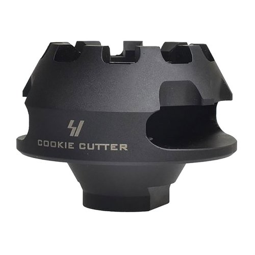 El AR COOKIE CUTTER COMP reduce el retroceso y compensa el alza del cañón en SBRs y AR-Pistolas, además de ser un excelente rompevidrios.
