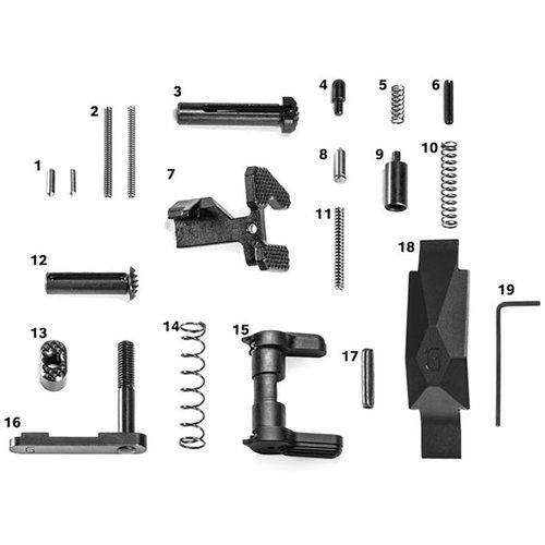 Mejora tu AR-15 con el kit de piezas Geissele, que incluye componentes de acero inoxidable, un Maritime Bolt Catch y un Ultra Precision Trigger Guard.