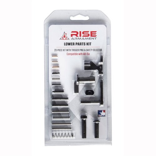 Completa tu AR-15 con el kit de piezas Rise Armament, que incluye todo lo necesario como pines, resortes y más, ¡sin complicaciones!