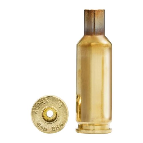Los cartuchos 6MM BRA de Alpha Munitions ofrecen mayor capacidad, cuello más largo y tecnología OCD para mayor durabilidad y eficiencia en tus disparos.