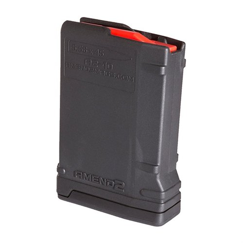 El cargador Amend2 de 10 rondas es ligero, duradero y hecho de polímero resistente, ideal para caza y tiro en estados con limitaciones de capacidad.