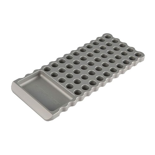 Descubre el Block de Carga Billet de Area 419, anodizado y resistente, con 50 espacios para cartuchos, base antideslizante y diseño seguro para evitar accidentes.
