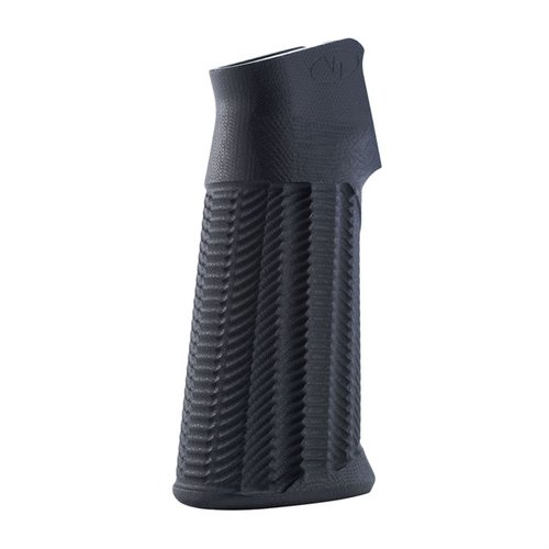 Los grips VZ Alien® ofrecen durabilidad y comodidad excepcionales, fabricados en G10, con un ángulo de 17° y textura de 270 grados para un agarre superior.