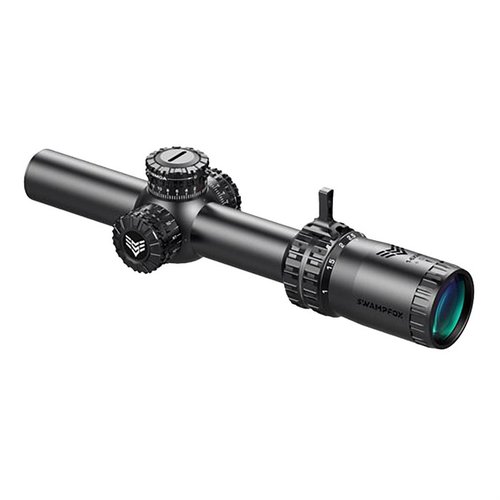 Descubre el Swampfox Arrowhead LPVO 1-10X24, con torretas de bloqueo, retículas iluminadas y un diseño óptico avanzado para una visión clara y amplia.