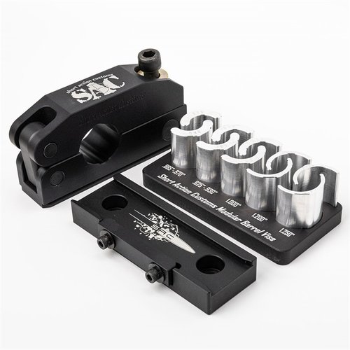 Con el Modular Barrel Vise Kit de SAC, cambia tus cañones fácilmente y mantén tu rifle en perfecto estado, todo con una garantía de por vida.