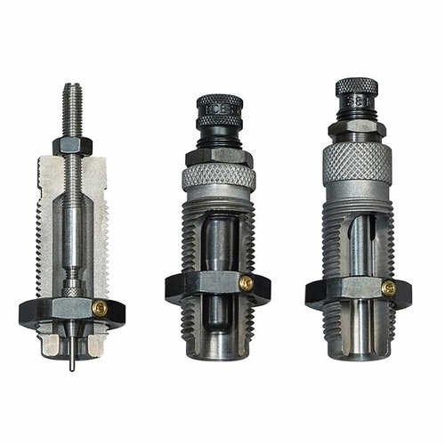 El set de 3 dies 45 Long Colt de RCBS te permite cargar cartuchos de pared recta con facilidad, incluyendo sizing, expansión y asiento de balas.