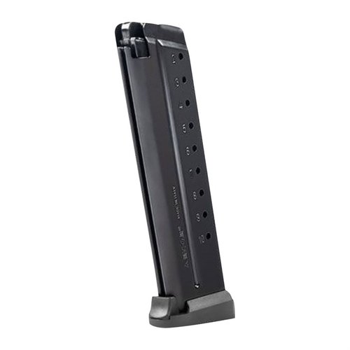Las revistas Mec-Gar para 1911 Full Size ofrecen 10 y 9 rondas, con recubrimiento anti-fricción, construcción en acero y un diseño que se adapta perfectamente.