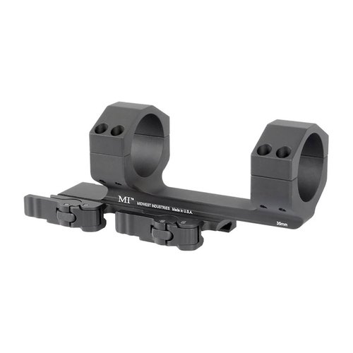 El QD Scope Mount 35mm de Midwest Industries ofrece un ajuste sin herramientas, pesa solo 8.7oz y garantiza un retorno a cero óptimo con su diseño duradero.