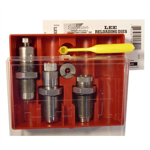 El set de 3 dies PACESETTER para 7.62x54R incluye todo lo necesario: Full Length Sizing Die, Bullet Seating Die, Factory Crimp Die y más, compatible con prensas 7/8"-14.