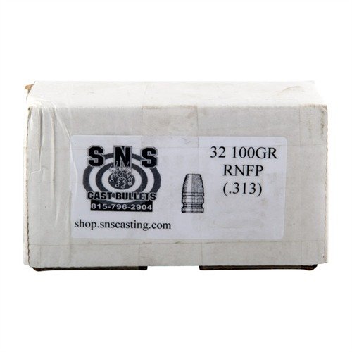 .32 CALIBER CAST PISTOL BULLETS de SNS son balas de alta calidad, consistentes y precisas, fabricadas con aleación de 92% plomo y recubrimiento polímero.