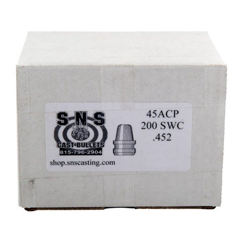 Los proyectiles SEMI-WAD CUTTER .45 cal de SNS ofrecen precisión y consistencia gracias a su aleación de alta calidad y recubrimiento polimérico, ¡perfectos para tus sesiones de tiro!