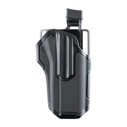 La funda Blackhawk Omnivore es ultra versátil, acepta más de 150 pistolas semiautomáticas, cuenta con retención activa y un sistema de liberación intuitivo.