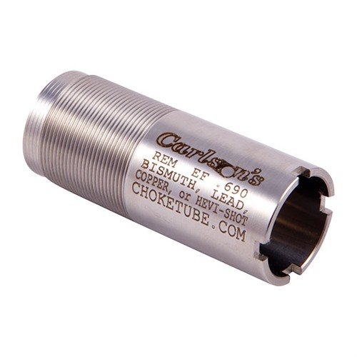 Los tubos de choke 12GA Rem-Choke de Carlson's son de acero inoxidable, ideales para cargas de magnum y acero, garantizando durabilidad y precisión en el tiro.