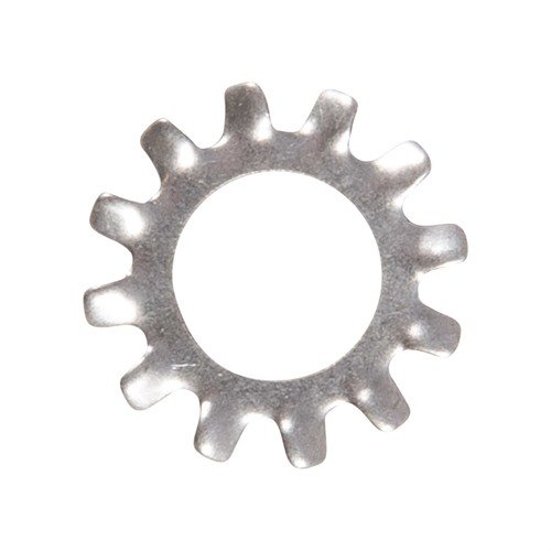 La arandela de bloqueo AR-15 A4 de acero inoxidable plateado de COLT ofrece durabilidad y un ajuste seguro, perfecta para tus piezas comunes de AR-15.