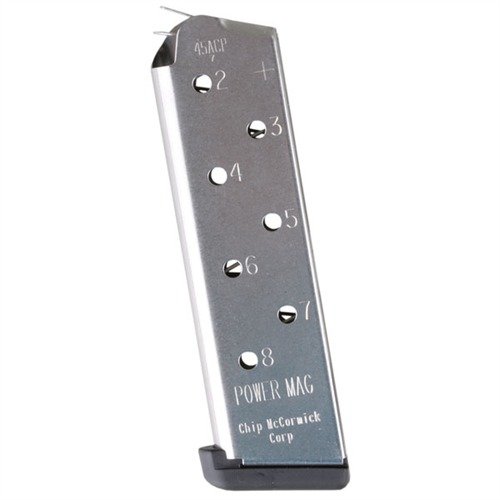 La revista 1911 8RD 45ACP Power Plus de Chip McCormick ofrece rendimiento sin fallos, alimentación perfecta y una capacidad de 8 rondas con diseño anti-tilt.