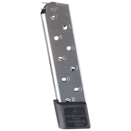 La magazine Chip McCormick Power Plus de 10RD .45 ACP ofrece un rendimiento sin fallos, alimentación confiable y un diseño robusto para tiradores exigentes.
