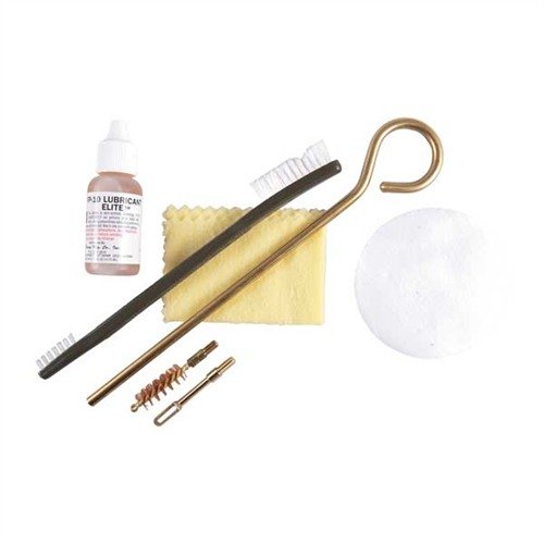 El kit de limpieza DEWEY es ideal para pistolas 9mm/.357/.38, incluye varilla de bronce, cepillo de bronce y limpiador Shooter's Choice para un mantenimiento eficaz.