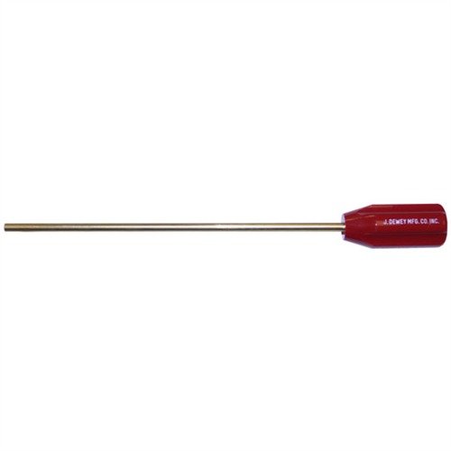 El BRASS CHAMBER ROD de DEWEY es fácil de usar, ideal para limpiar cámaras sucias, con un diseño corto y mango fijo que evita rotaciones.