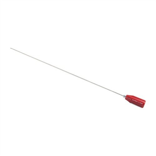 Las varillas de acero inoxidable Dewey de 26" son resistentes y no se incrustan, ideales para el mantenimiento de armas de .17 y .20, con rosca hembra y punta de bronce.