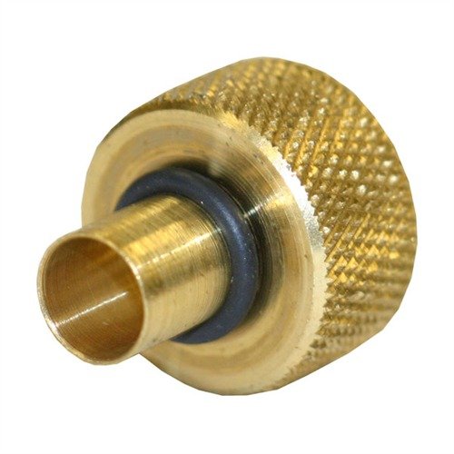 Guía de boca de latón mecanizado con retén O-Ring que protege el estriado y las varillas de limpieza recubiertas, manteniendo la varilla centrada y sin rasguños.