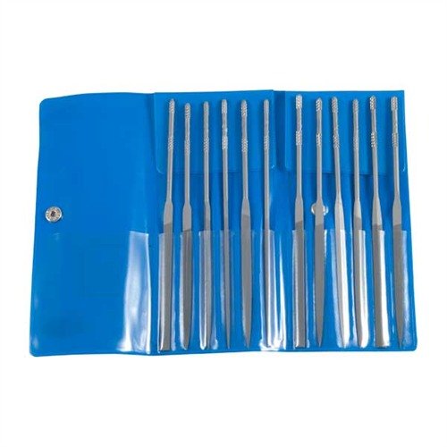 El set de limas de aguja FRIEDR. DICK GMBH incluye 12 limas de precisión con mango antideslizante y estuche resistente, ideal para trabajos de metal detallados.