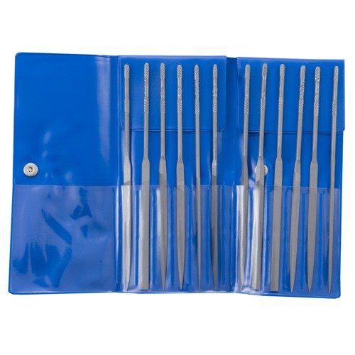 El set de limas de aguja FRIEDR. DICK GMBH incluye 12 limas de precisión con mango antideslizante, ideal para trabajos detallados en metal.