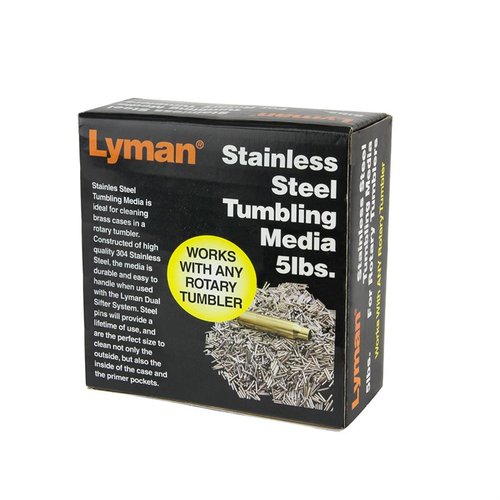 El Rotary Case Stainless Steel Media de 5lbs de LYMAN es perfecto para limpiar tus casquillos, proporcionando un acabado brillante y duradero en cada uso.