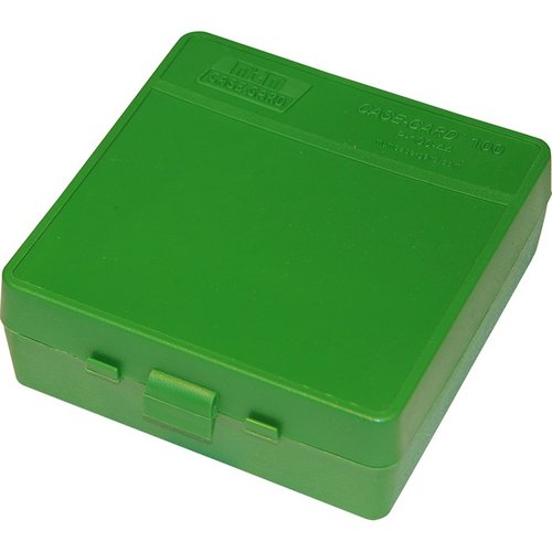 La caja de municiones MTM 100 Round Flip-Top para 41, 44 y 45 LC es perfecta para mantener tus balas organizadas y seguras, ¡ideal para tus sesiones de tiro!