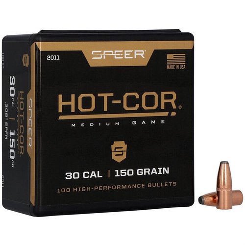 Las balas Speer .30 .308 150GR FN, HOT-COR ofrecen precisión y potencia, ideales para caza y tiro al blanco, ¡perfectas para tus necesidades de disparo!