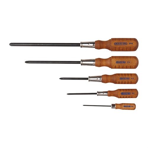 El set de destornilladores Phillips de 5 piezas de Grace USA ofrece precisión, durabilidad y comodidad, ideal para el mantenimiento de armas y componentes delicados.
