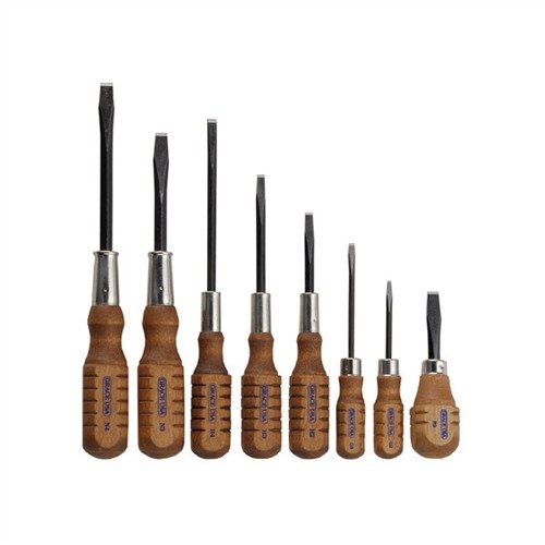 El Set de Destornilladores Grace USA ofrece mangos de madera, puntas endurecidas y shanks cuadrados, garantizando precisión y durabilidad en tu mantenimiento de armas.