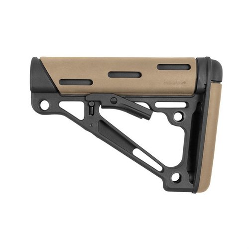 El culatín Hogue OverMolded® es ajustable, con construcción de polímero reforzado, reposacabezas de goma y múltiples puntos de montaje para sling. ¡Ideal para tu AR-15!