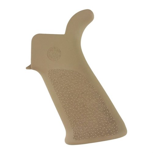 La empuñadura OVERMOLDED RUBBER BEAVERTAIL de Hogue para AR-15/M16 ofrece comodidad, agarre antideslizante y durabilidad, ideal para un mejor control en el tiro.